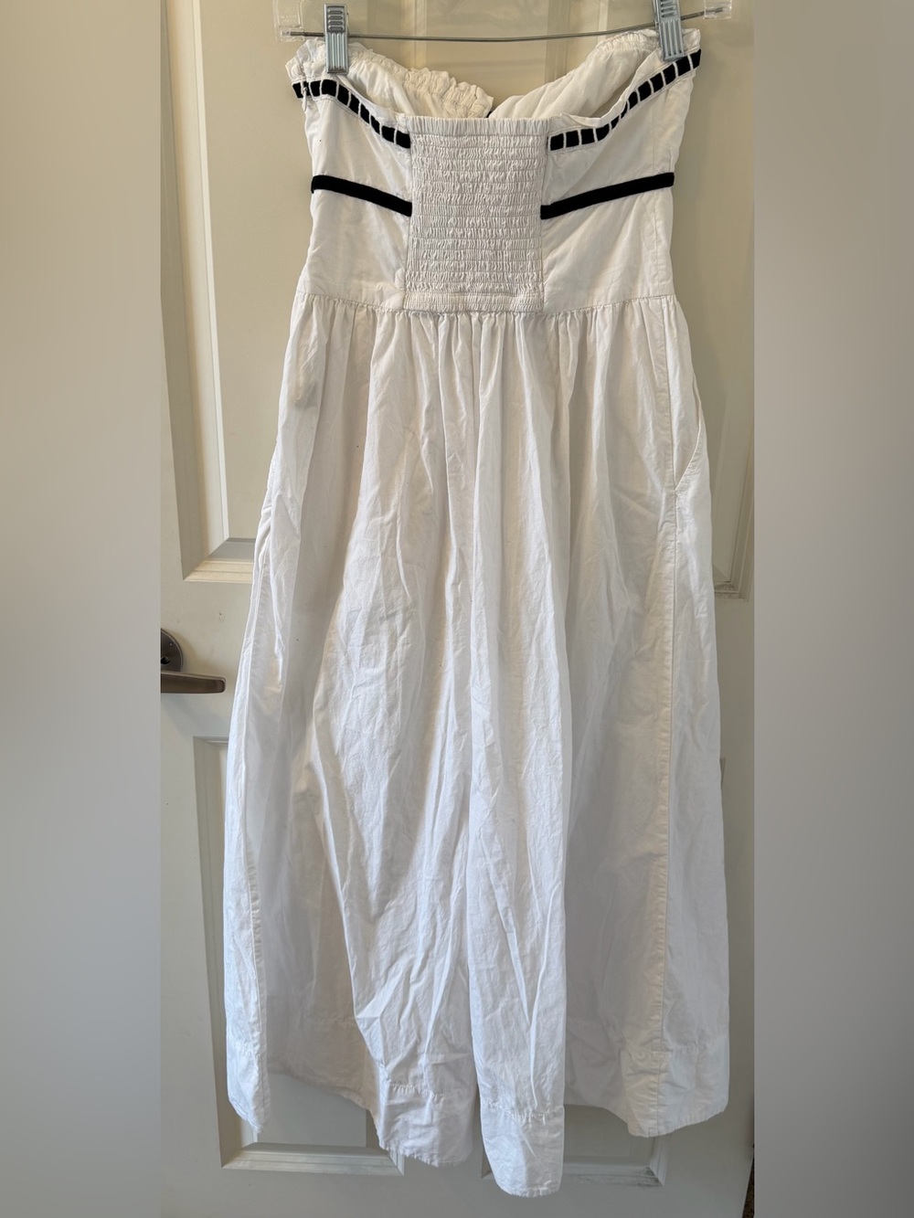 Maeve/Anthropologie Bustier Wide Leg Jumpsuit in White/Black, Size 4 - Picture 8 of 11